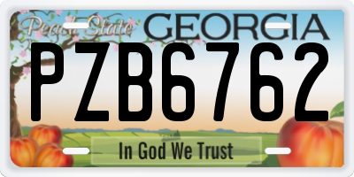 GA license plate PZB6762