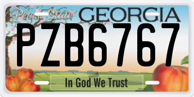 GA license plate PZB6767