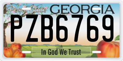 GA license plate PZB6769