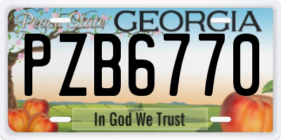 GA license plate PZB6770