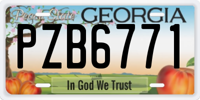 GA license plate PZB6771