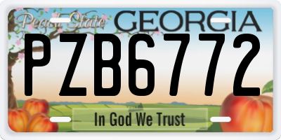 GA license plate PZB6772
