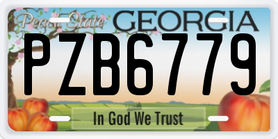 GA license plate PZB6779