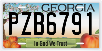 GA license plate PZB6791