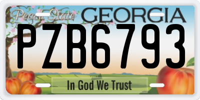 GA license plate PZB6793