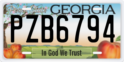 GA license plate PZB6794