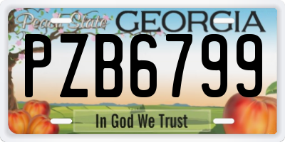 GA license plate PZB6799