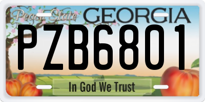 GA license plate PZB6801