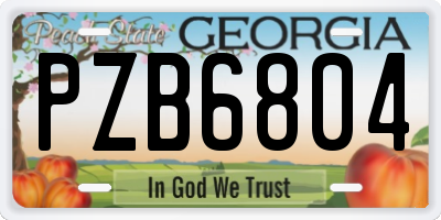 GA license plate PZB6804