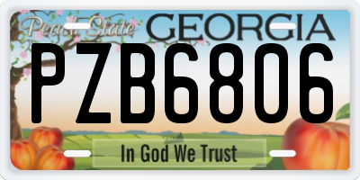GA license plate PZB6806