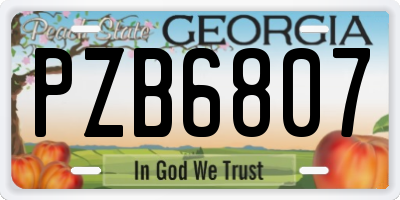 GA license plate PZB6807