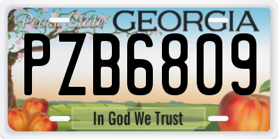GA license plate PZB6809