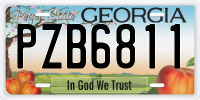 GA license plate PZB6811