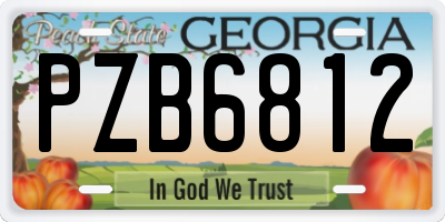 GA license plate PZB6812