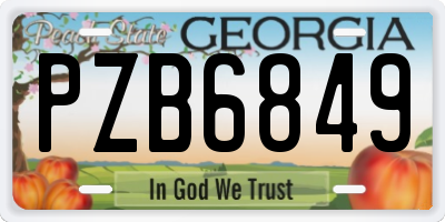 GA license plate PZB6849
