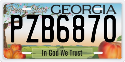 GA license plate PZB6870