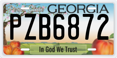 GA license plate PZB6872