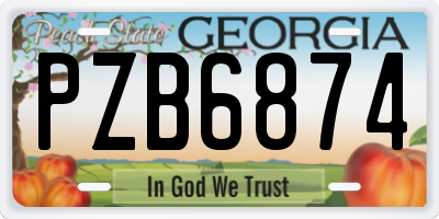 GA license plate PZB6874