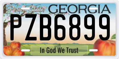 GA license plate PZB6899