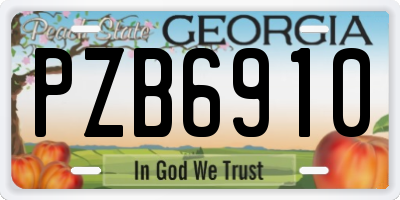 GA license plate PZB6910