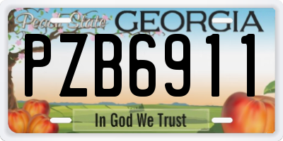 GA license plate PZB6911