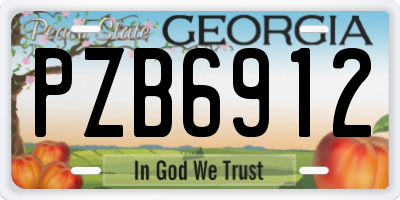 GA license plate PZB6912