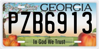 GA license plate PZB6913