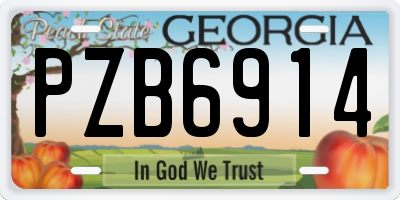 GA license plate PZB6914