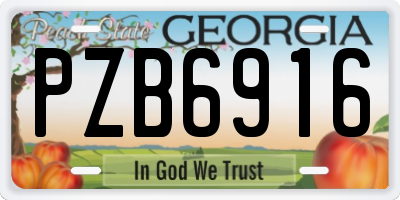GA license plate PZB6916