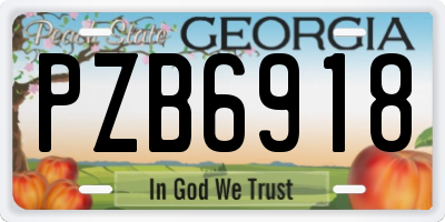 GA license plate PZB6918