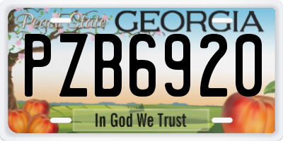 GA license plate PZB6920