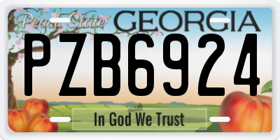 GA license plate PZB6924
