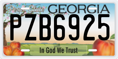 GA license plate PZB6925