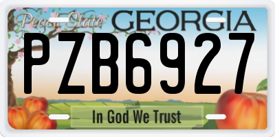 GA license plate PZB6927