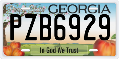 GA license plate PZB6929