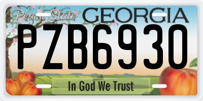 GA license plate PZB6930