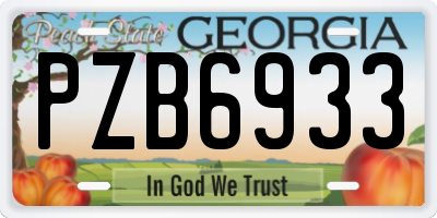 GA license plate PZB6933