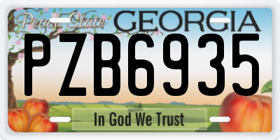 GA license plate PZB6935