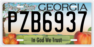 GA license plate PZB6937