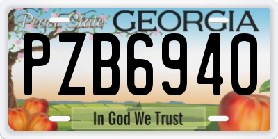 GA license plate PZB6940