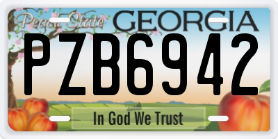 GA license plate PZB6942