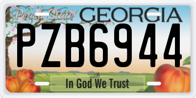 GA license plate PZB6944