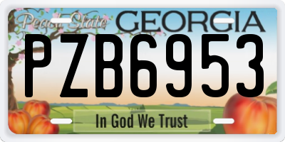 GA license plate PZB6953