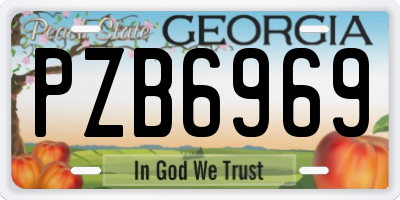 GA license plate PZB6969
