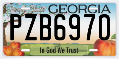 GA license plate PZB6970