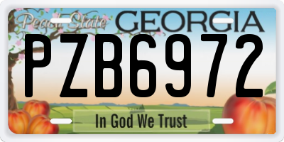 GA license plate PZB6972