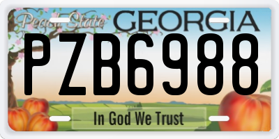 GA license plate PZB6988