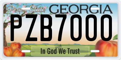 GA license plate PZB7000
