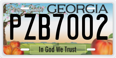 GA license plate PZB7002