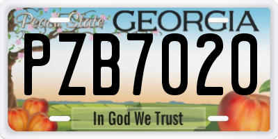 GA license plate PZB7020